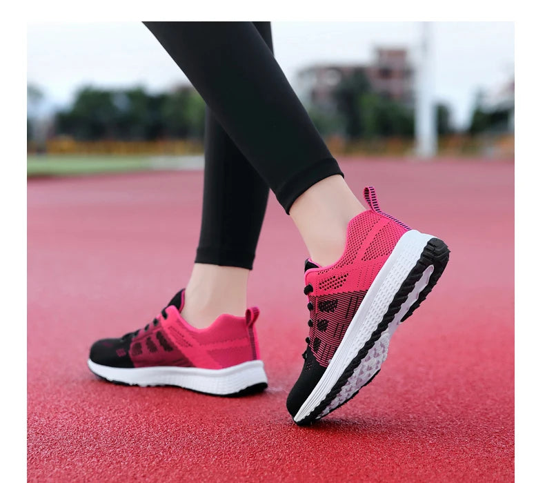 Wedges Shoes for Women Sneakers Mesh Breathable Casual Female Shoes Flat Light Lace-Up Summer Running Shoes Woman Vulcanize Shoe