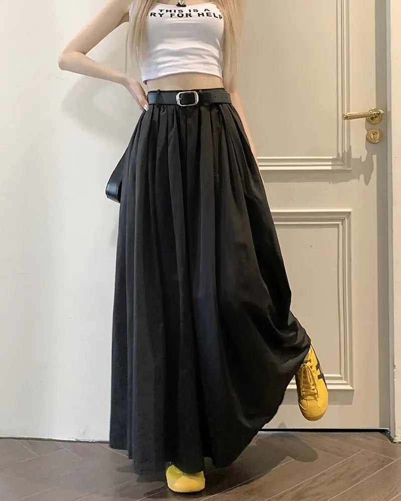 Y2K American Vintage Skirt Women Side Striped Designer Parachute Cargo Skirts Korean Casual Loose Drawstring Aesthetics Skirts - reetell