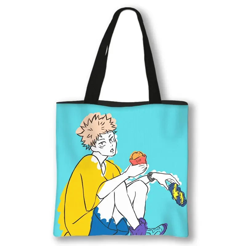 Japanese Anime Jujutsu Kaisen Tote Bags Gojo Satoru Tops Yuji Itadori Girls Shoulder Bag Women Handbag Beach Party Shopping Bag