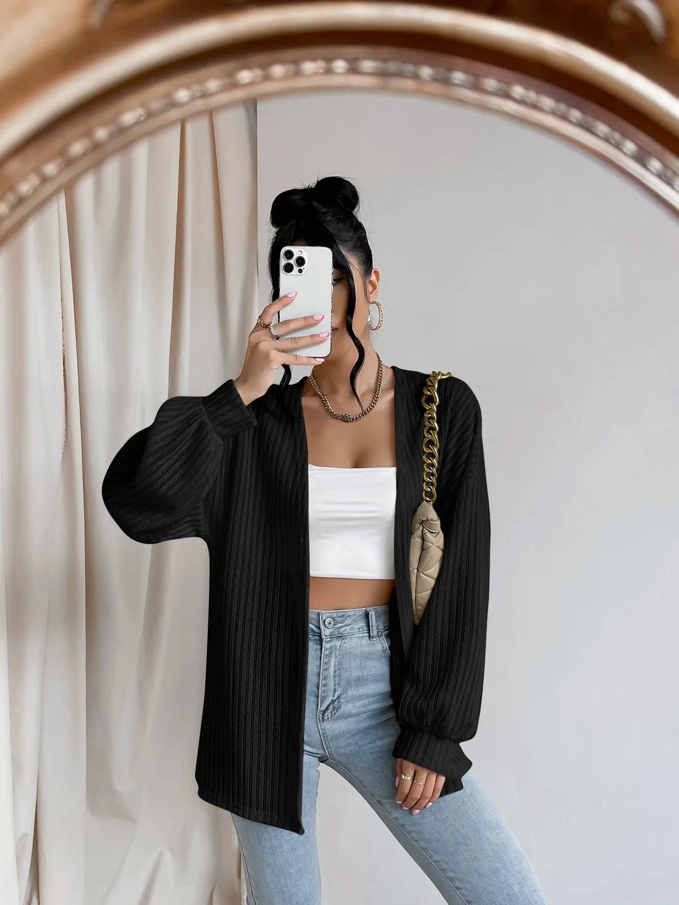 Women's 2023 Fall Winter Long Sleeve Open Front Casual Lightweight Soft Cardigan Sweater Outerwear - reetell