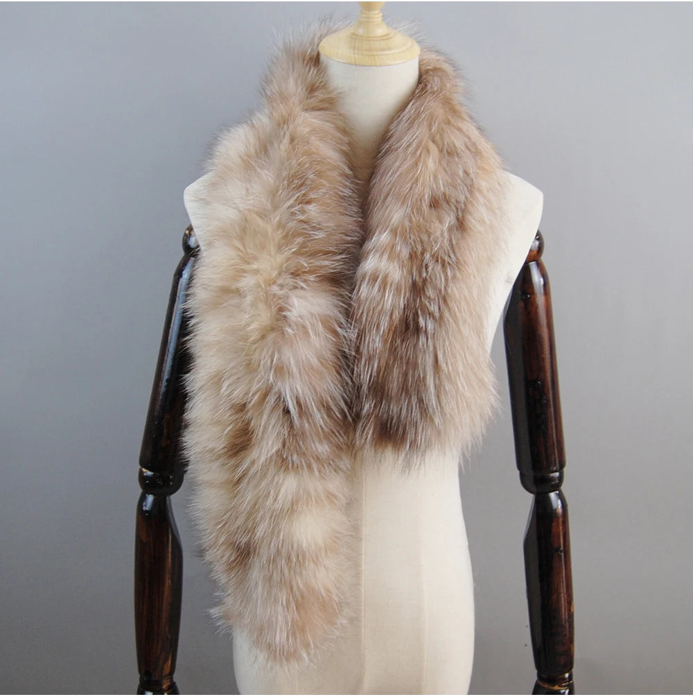 2024 New Women Winter Warm Natural Fox Fur Scarf Ring Knit Real Fox Fur Lady Fashion Neckerchief Scarves Women Real Fur Bandana - reetell