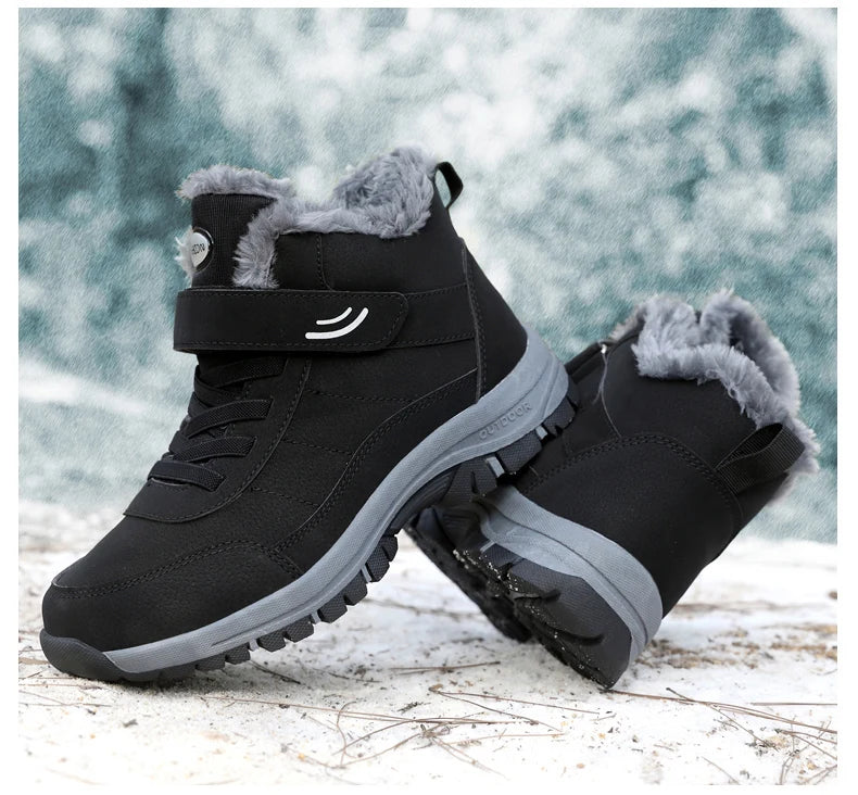 Winter Women Snow Boots Warm Plus Velvet Men Cotton Shoes Windproof Women's Boots Comfortable Casual Shoes Non-slip Hiking Boots - reetell