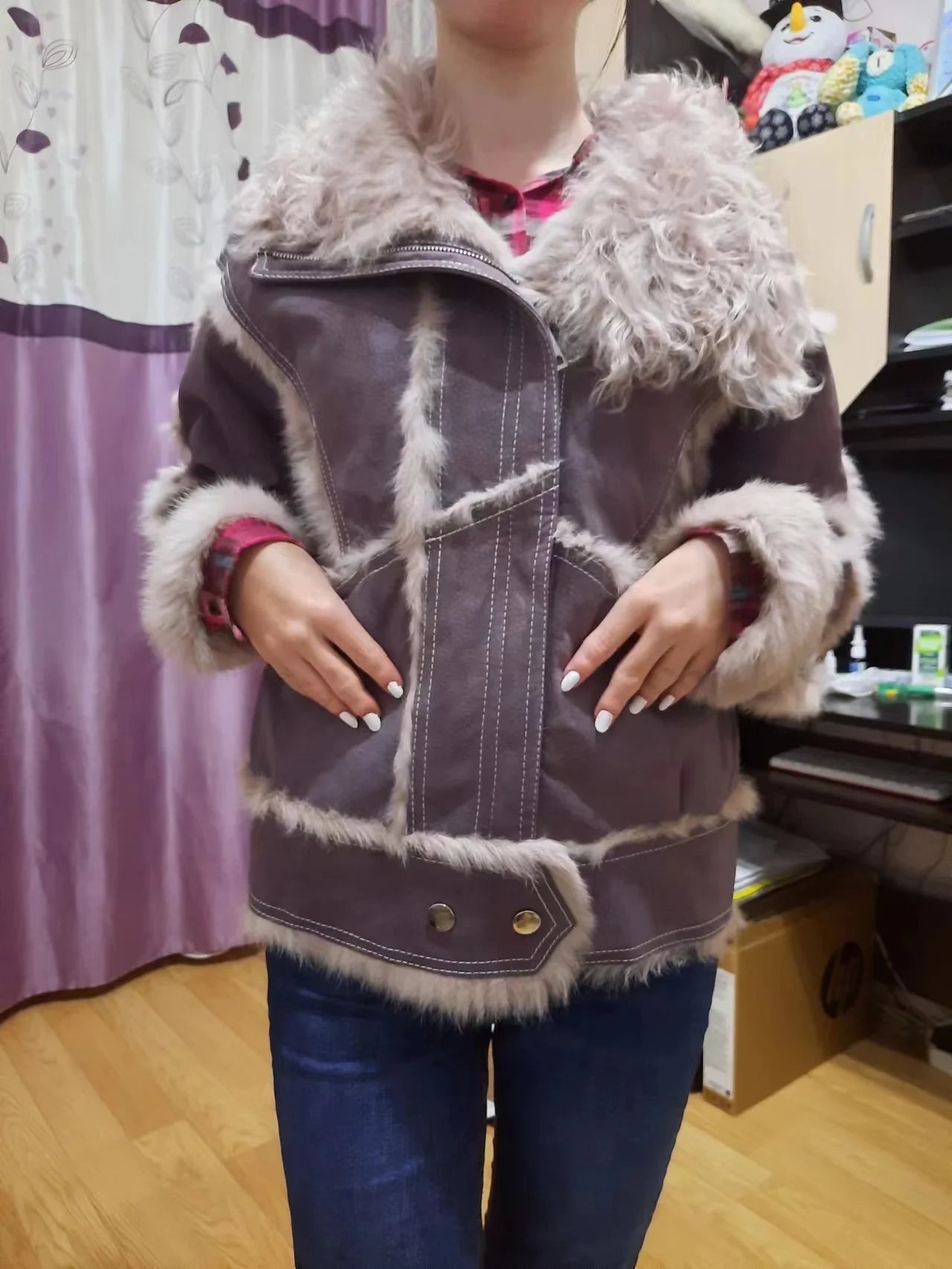 2024 Winter Short Style Fur Women Sheepskin Jacket Tanned Suede Luxury With 100%Natural Rabbit Lining Luxury Fashion Fur Coat - reetell