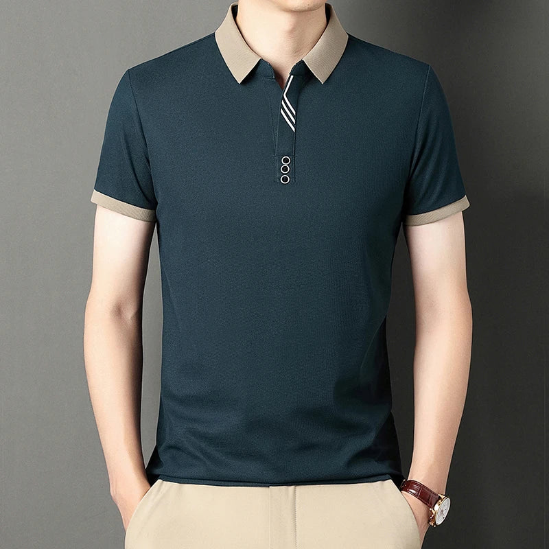 Men's Solid Color Casual Fashion Short Sleeved POLO Shirt Summer Comfortable Top