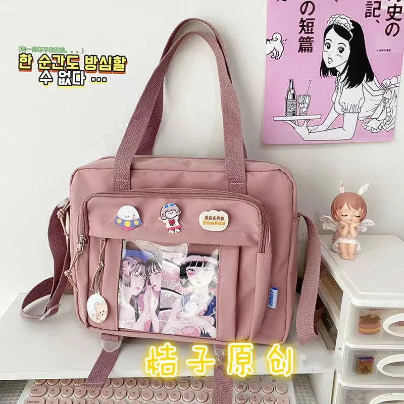 Japanese High School Girls JK Bag Transparent Handbags Book Bag Satchels Shoulder Bag Itabag Big Crossbody Bags Women Ita bag