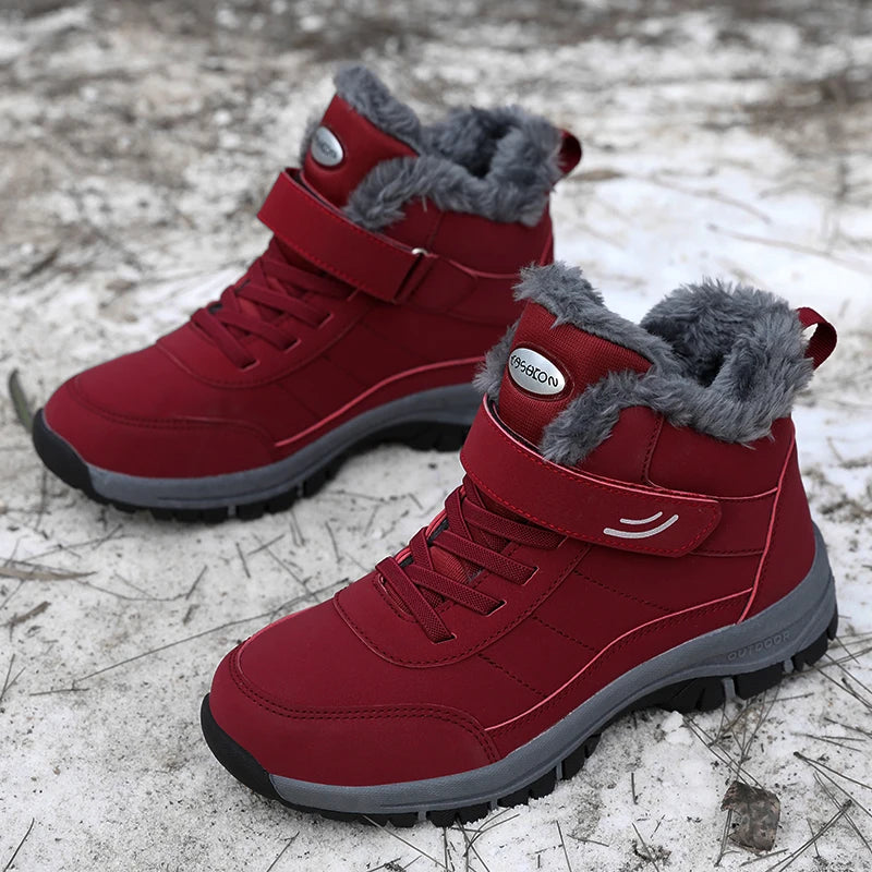 Winter Women Snow Boots Warm Plus Velvet Men Cotton Shoes Windproof Women's Boots Comfortable Casual Shoes Non-slip Hiking Boots - reetell