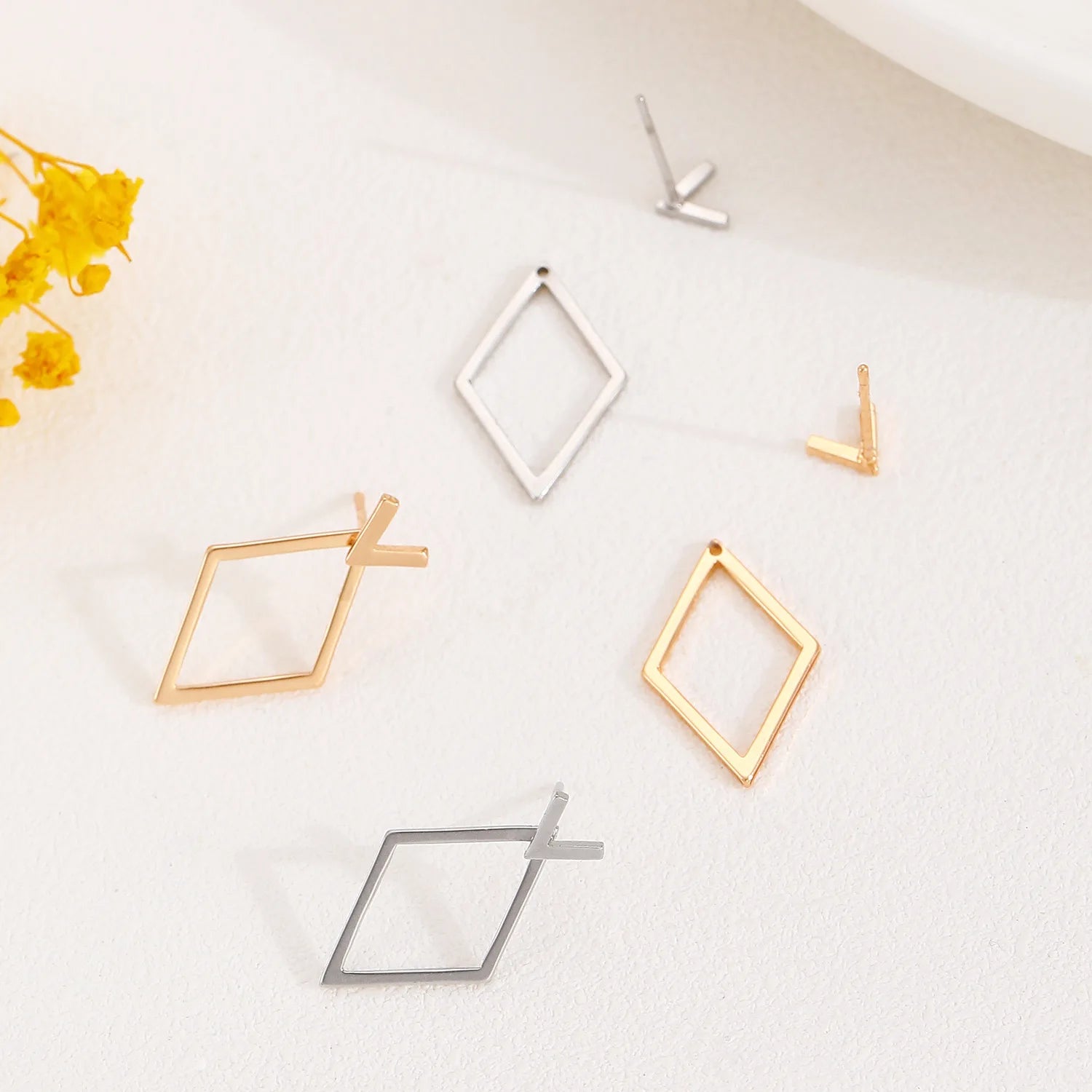 Retro Minimalist Geometric Square Detachable Triangles Stud Earrings for Women Fashion Jewelry Accessories Party Gifts