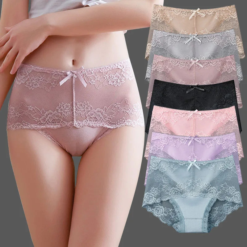 12 Pieces Women's Underwear Sexy Lace Panties Female Underpants  Comfy Elegant Briefs Transparent Light Breathable Lingerie - reetell