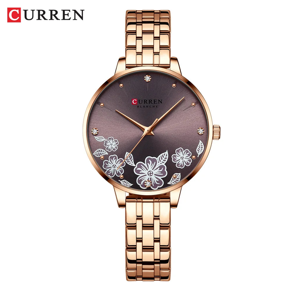 CURREN Brand Fashion Women Watches Stainless Steel Ultra Thin Quartz Watch Woman Romantic Clock Women's Watches Montre Femme