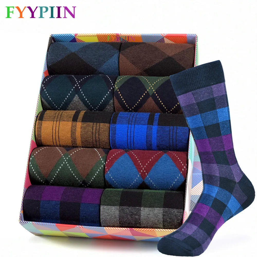 Men's Cotton Black Patterned Happy Colorful Funny Stylish Casual Business Dress Socks