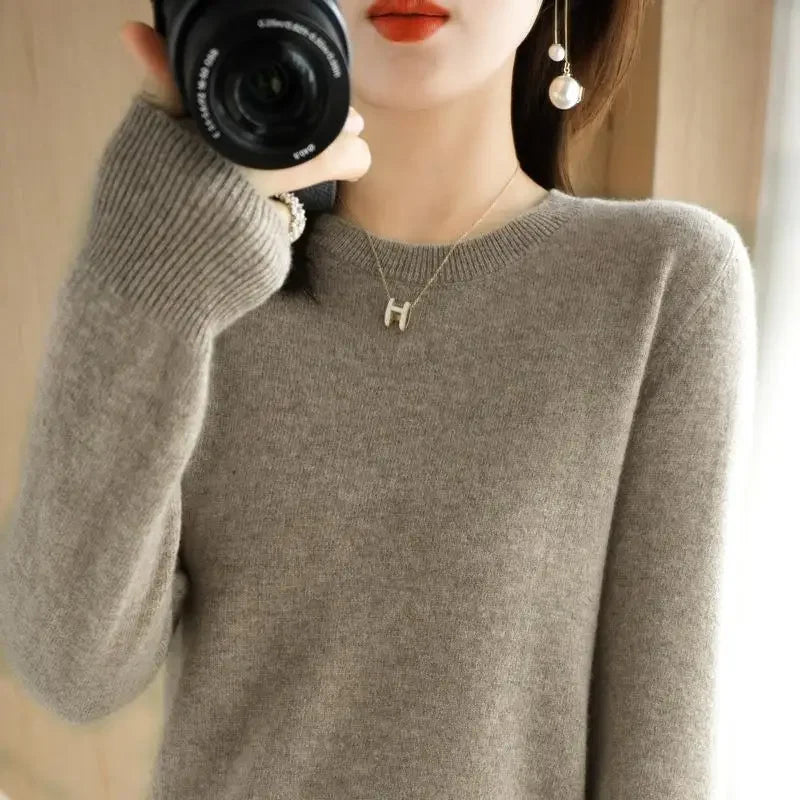 2024 Women Sweater Spring Autumn Long Sleeve O-neck Pullovers Warm Bottoming Shirts Korean Fashion Sweater Knitwear Soft Jumpers - reetell