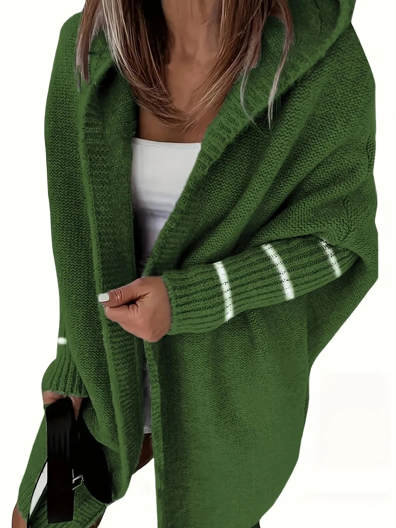 Hooded Knitted Cardigan Long Sleeve Casual Sweater For Winter & Fall Women's Clothing - reetell