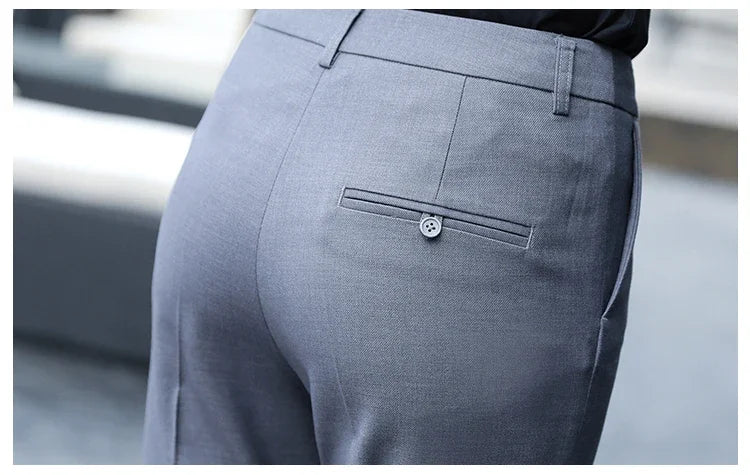 Black Gray Suit Pants Woman High Waist Pants Office  Formal Work Trousers Female Elegant Casual Straight Pants - reetell