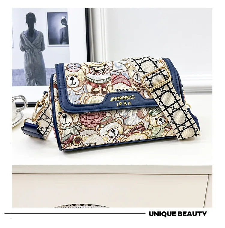 Casual Crossbody Bag Bear Pattern Stylish and Playful Handbags Women Bags Shoulder Hand Bags for Women Purses and Handbags ﻿