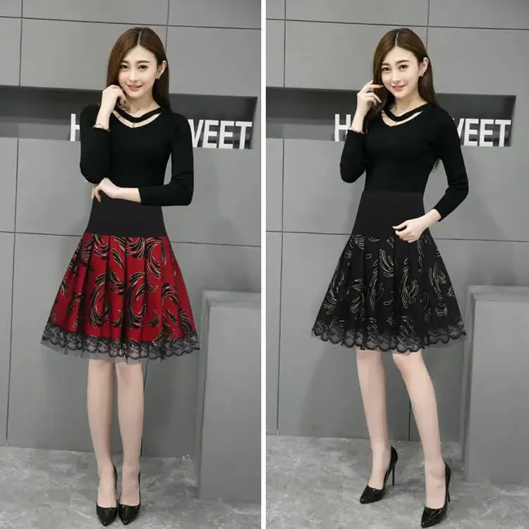 Voile Pleated A- line Short Skirt Elastic Waist Large Size Woman Skirts Mujer Faldas Saias Mulher - reetell