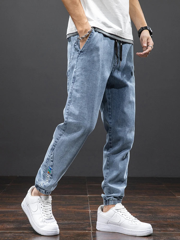 Spring Summer Black Blue Cargo Jeans Men Streetwear Denim Jogger Pants Men Baggy Harem Jean Trousers Plus Size 6XL 7XL 8XL - reetell