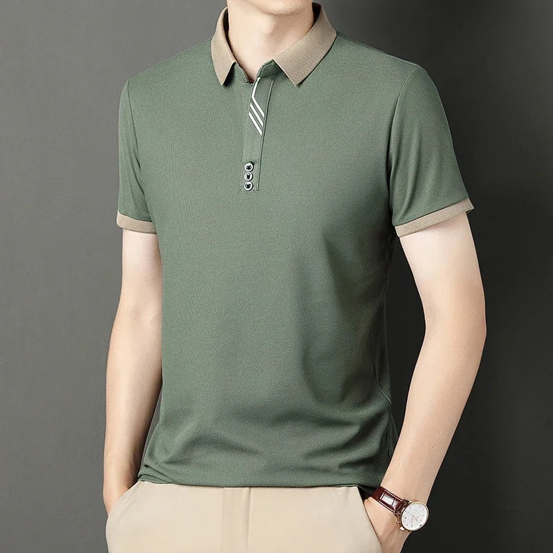 Men's Solid Color Casual Fashion Short Sleeved POLO Shirt Summer Comfortable Top