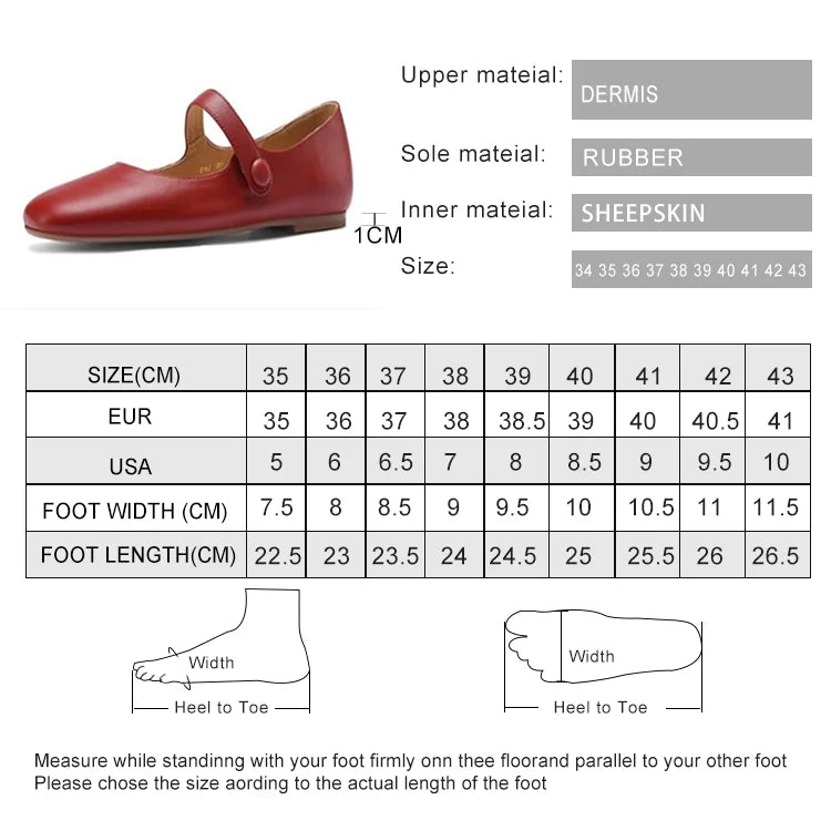 AIYUQI Women's Flat Shoes Genuine Leather 2024 New Spring Women's Mary Jane Shoes Red Literary Ballet Shoes Women - reetell