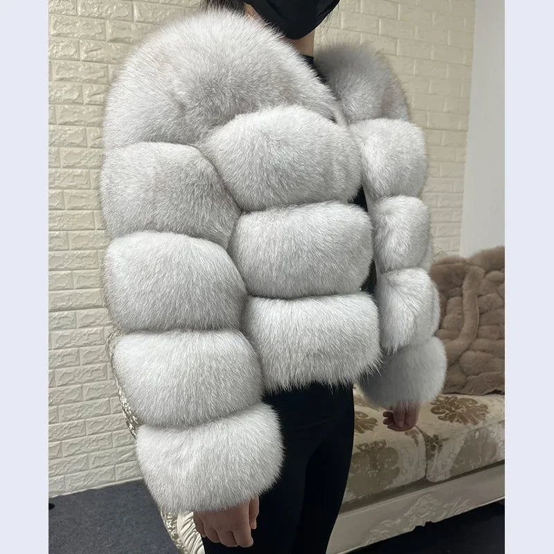 MAOMAOKONG 2024 Natural Real Fox Fur Coat Women Winter Long Sleeve Luxury Raccoon Fur Jackets Thick Top Female Furry Coat Vest - reetell