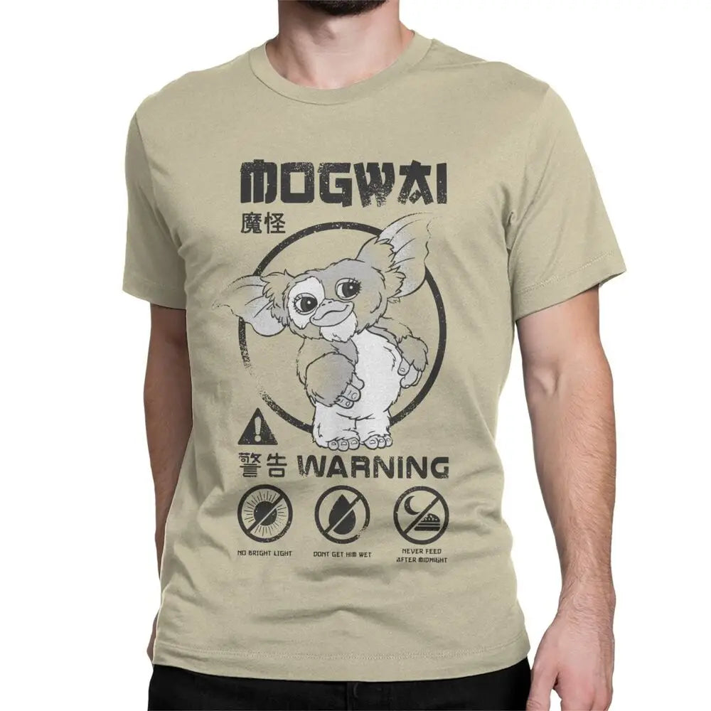 Men Gremlins Mogwai Rules T Shirt Gizmo 80s Movie Pure Cotton Tops Vintage Short Sleeve Crew Neck Tees Printed T-Shirts