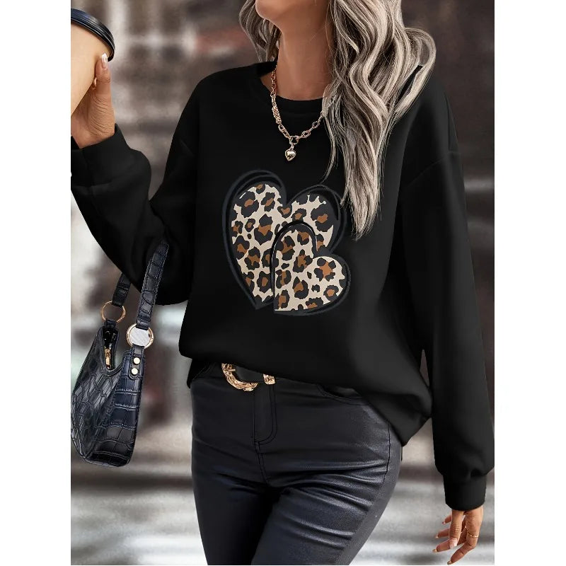 2023 Autumn and Winter Women's Pullover Round Neck Long Sleeve Solid Print Patchwork Sweater Office Lady Fashion Casual Tops - reetell