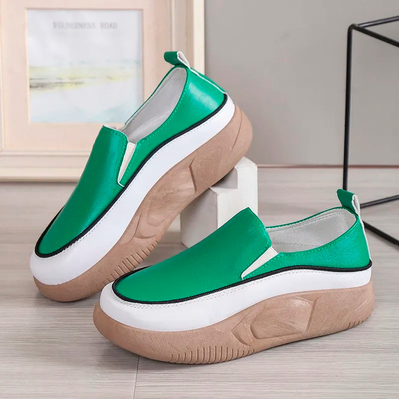 Luxury New Designer Women Fashion Loafers Breathable Slip-On Vulcanized Shoes Casual Wedge Heel Lightweight Woman Sneakers