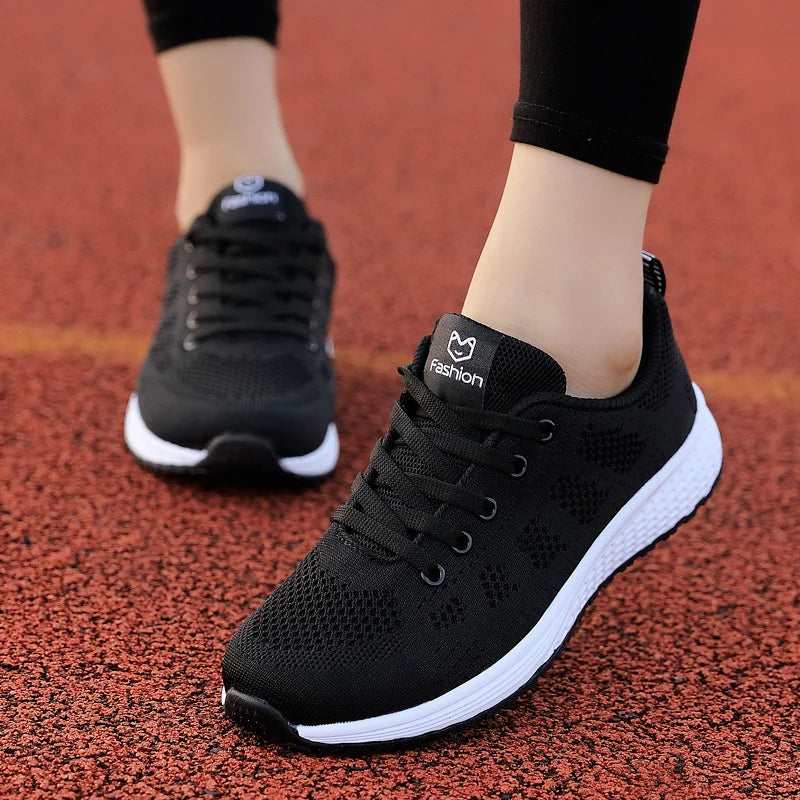 Wedges Shoes for Women Sneakers Mesh Breathable Casual Female Shoes Flat Light Lace-Up Summer Running Shoes Woman Vulcanize Shoe