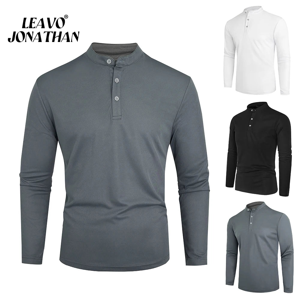 Men Spring Autumn Solid Cotton Long Sleeve Polo Shirt Fashion Brand Male Casual Breathable Daily High Quality Bottoming Shirt