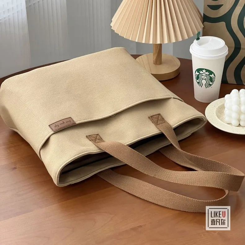 Designer Handbags Japanese Simple Canvas Bags For Women 2024 Summer Fashion Tote Shoulder Bag Collage Student Book/Laptop Bag