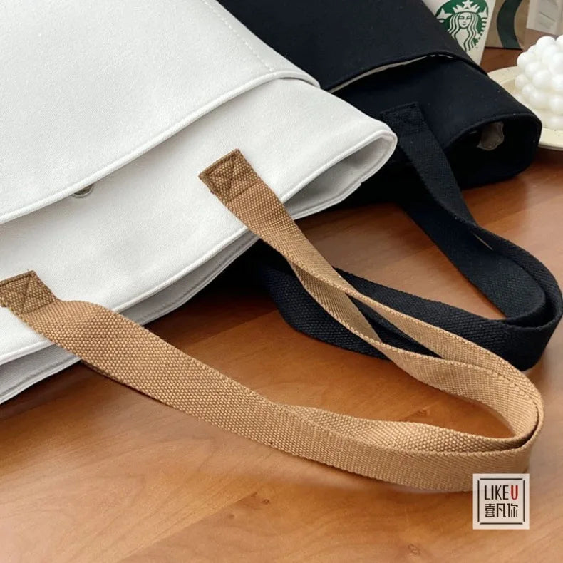 Designer Handbags Japanese Simple Canvas Bags For Women 2024 Summer Fashion Tote Shoulder Bag Collage Student Book/Laptop Bag