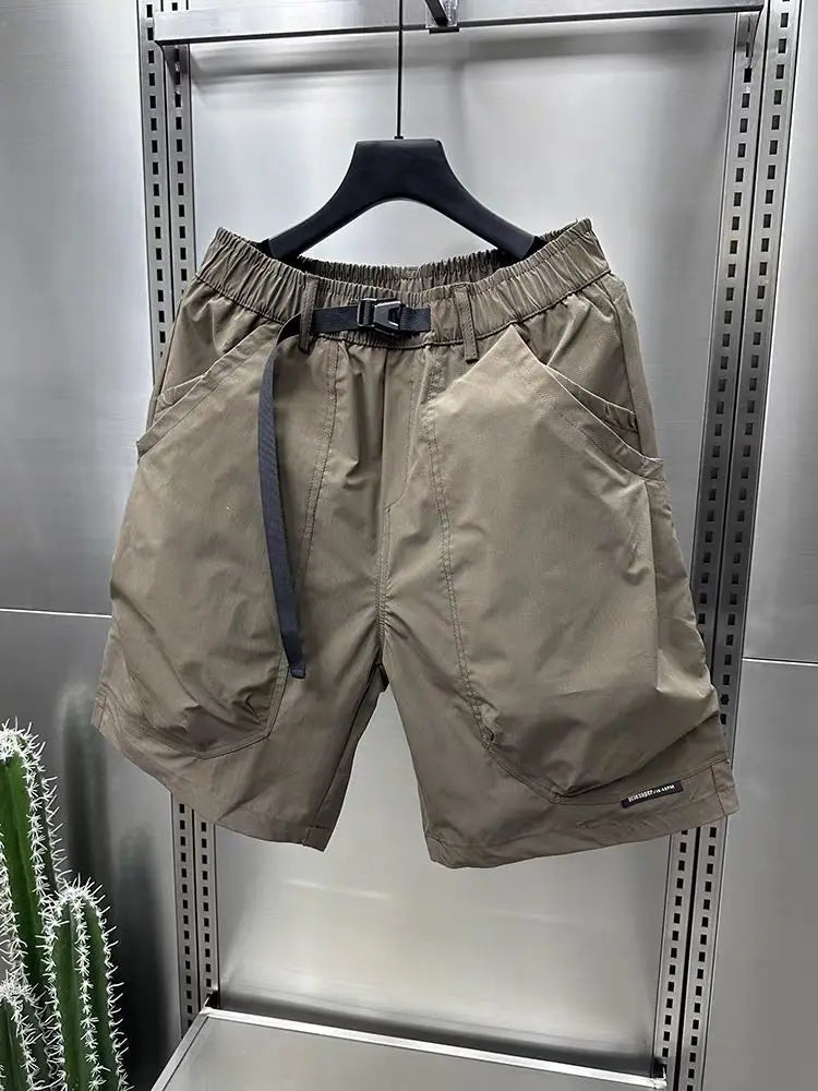 2024 Men's Large Pocket Waistband Work Shorts Summer Thin New Loose Straight Half Middle Pants - reetell