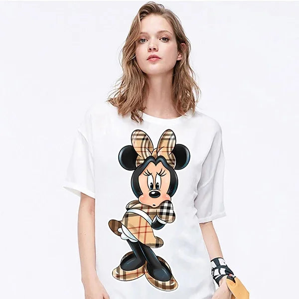 Women Tshirt Ulzzang Mickey Minnie Vintage Printed Tshirt Harajuku Streetwear Oversized Loose Casual Print Tops Y2k - reetell