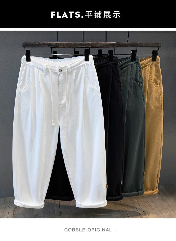 2023 Spring and Autumn New Fashion Solid Color Loose Wide Leg Haren Pants Men Casual Comfortable Large Size High-Quality Jeans - reetell