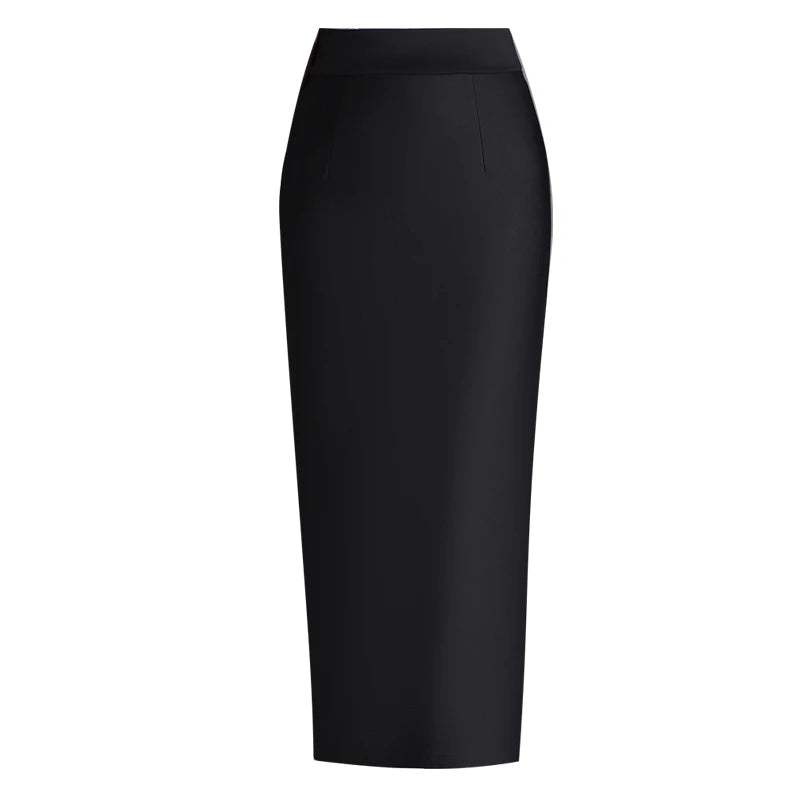 Stretch Pencil Skirts for Women, Office Lady, Formal Black Midi Skirts, Elegant Female Package Hip Skirts, Spring and Autumn - reetell