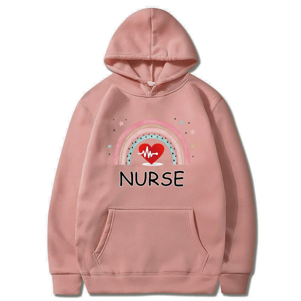 Men Women Hoodies Casual Nurse Print Fashion Sweatshirts Harajuku Long Sleeve Hoody Couple Hoody Pullovers Streetwear Clothing - reetell