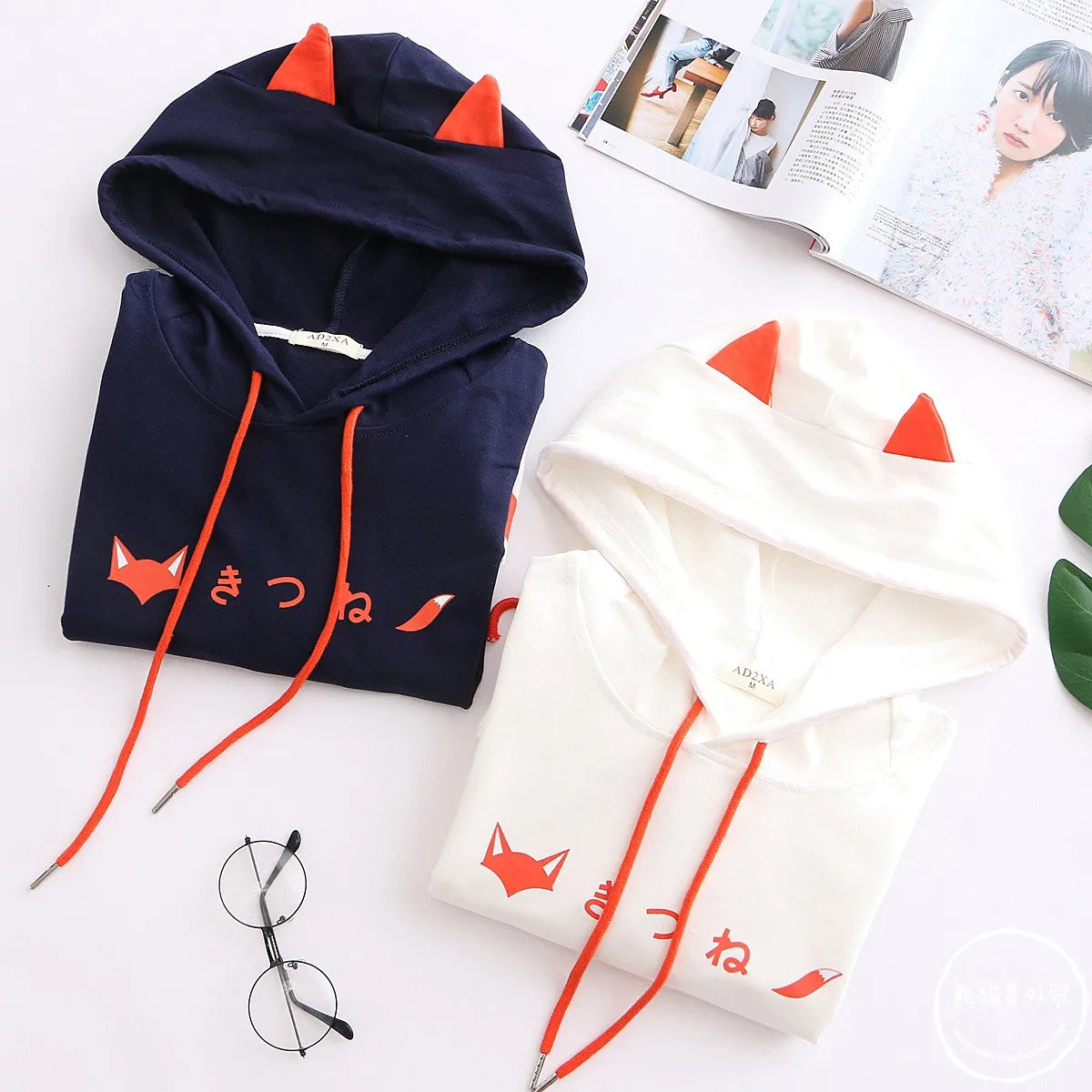 Hot Autumn Cute Fox Printing Hooded Sweatshirt Women Clothing Pullovers Plus Velvet Patchwork Female Sweet Thick Warm Hoodies - reetell