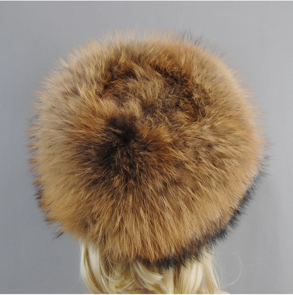 2024 Russian Style Female Round Cap Fashion Real Fur Hats Natural Fox Fur Women Winter Warm Bomber Hat Fluffy Popular Beanies - reetell