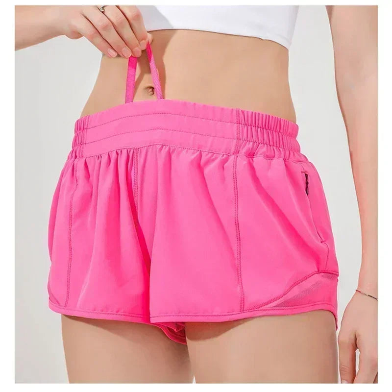 2024 Women Hotty Hot Yoga Shorts Micro-elastic Low-rise Athletic Short With Liner Workout Running Sport Tummy Control Shorts - reetell