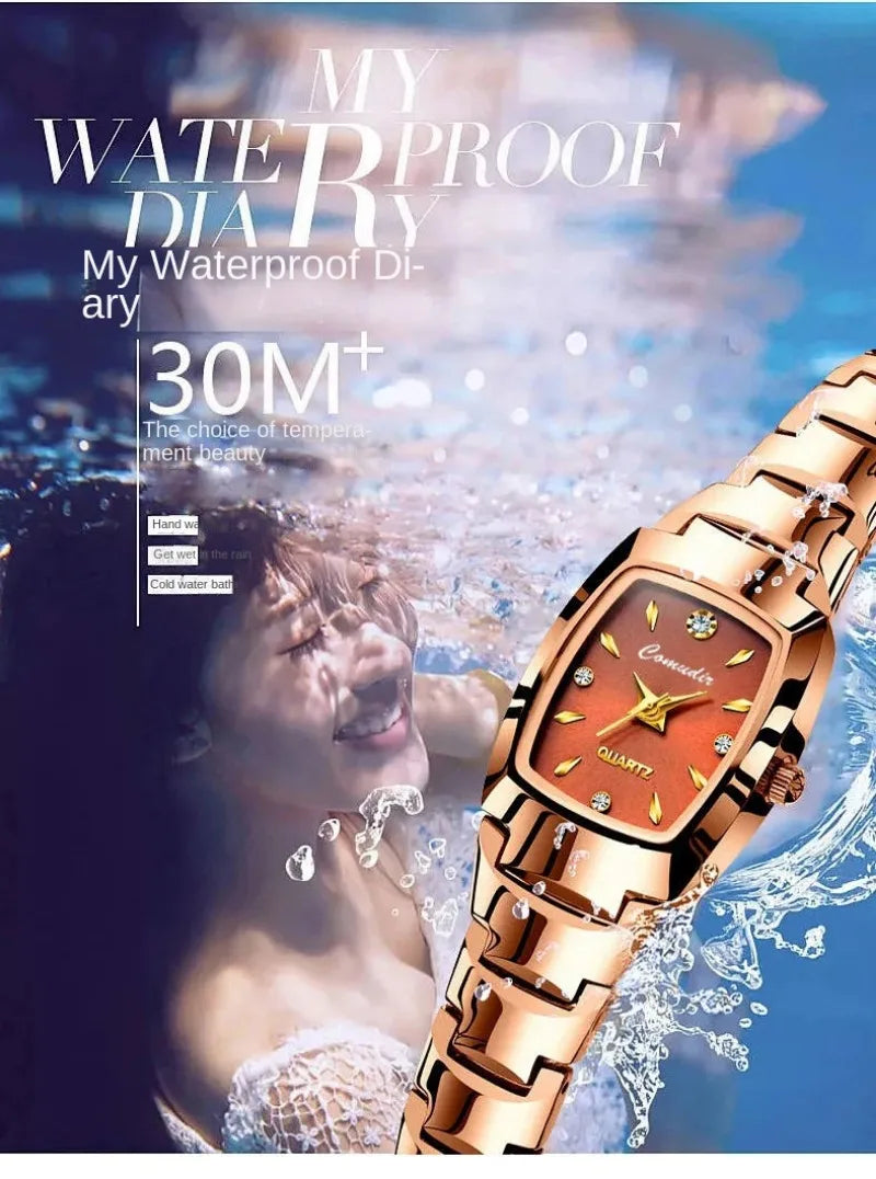 Luxury Women Watches Waterproof Simplicity Stylish Temperament Small Dial Quartz Watch Tungsten Steel Strap Ladies Wrist Watch