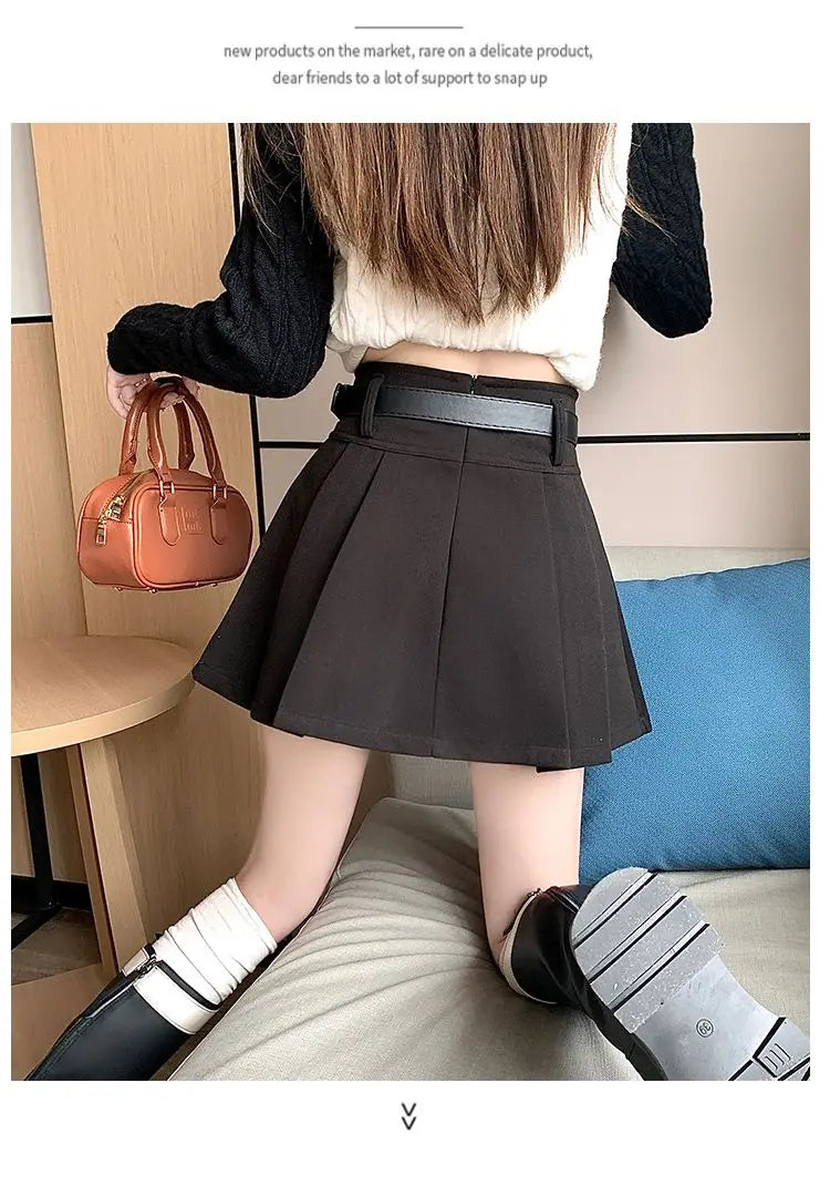 Casual Solid Color High Waist Pleated Fashion Loose Femme A-line Skirt Sweet 2023 New Black Spring Autumn Thin Women's Clothing - reetell