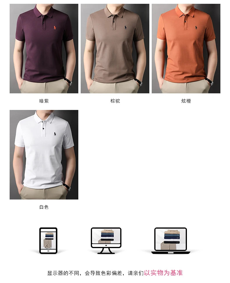 Luxury Brand Embroid Men's Polo Shirt 100Cotton Horse Pattern Half Sleeve Breathable T-Shirt Summer Korean Business Casual Men's