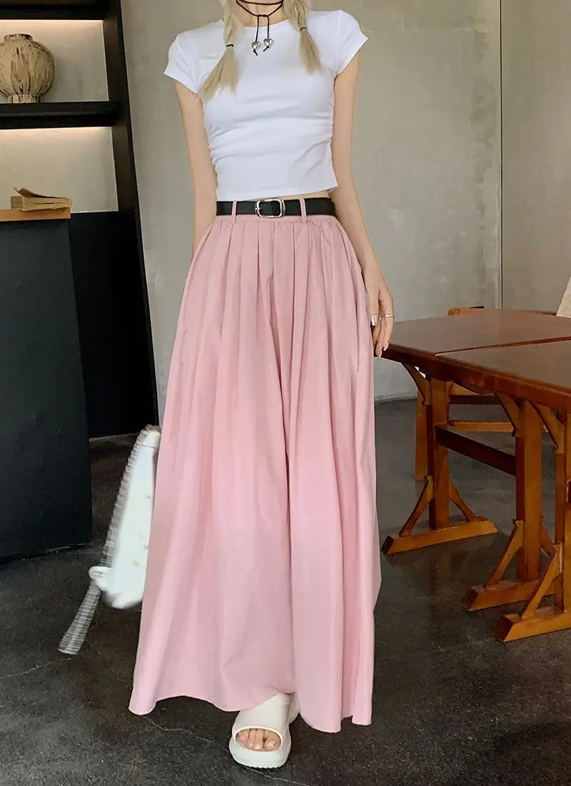 Y2K American Vintage Skirt Women Side Striped Designer Parachute Cargo Skirts Korean Casual Loose Drawstring Aesthetics Skirts - reetell