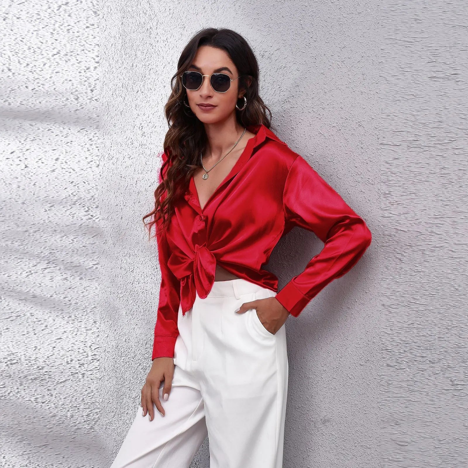 Satin Blouse Shirt Silk Tops Elegant Long Sleeve Loose Womens Blouses Camisas De Mujer Spring Autumn Streetwear Women Clothes - reetell