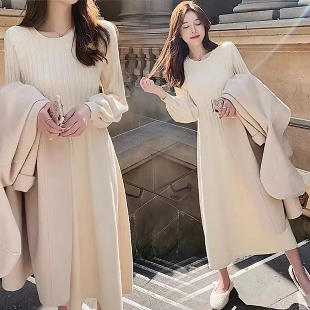 Autumn Winter Korean Fashion Maternity Dress Elegant vestidos A Line Slim Clothes for Pregnant Women Pregnancy photoshoot dress