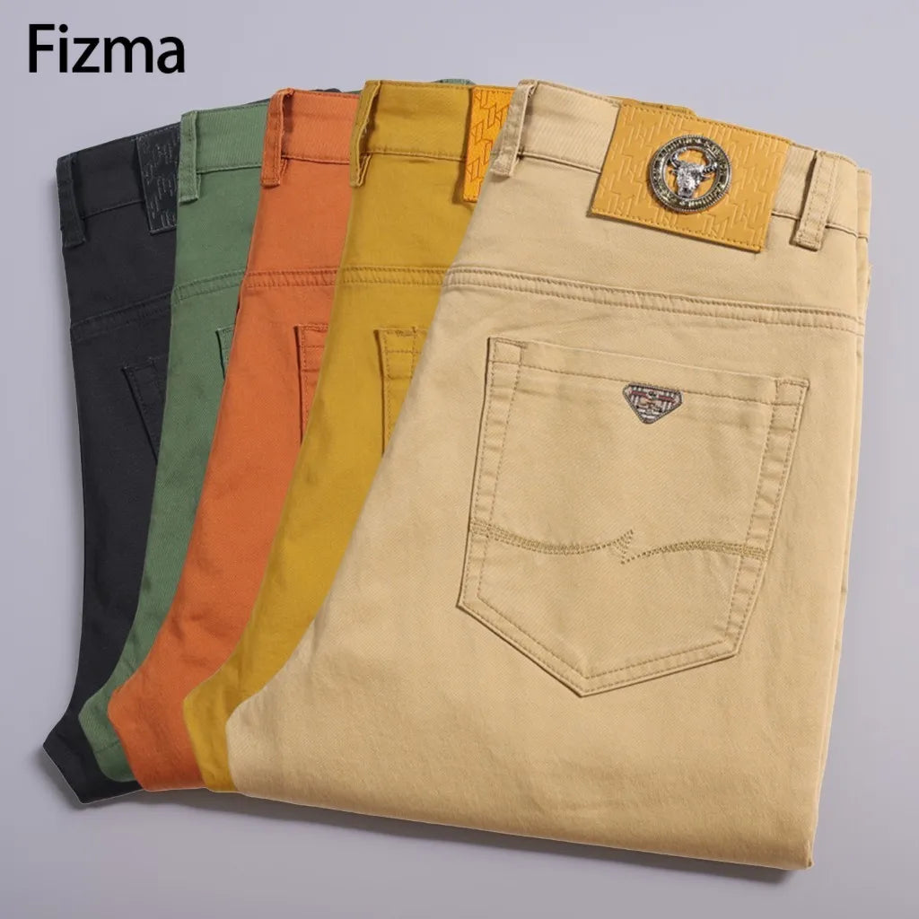 Fizma Man Pants Summer Business Casual Pants Classic Solid Color Loose Straight Trousers Brand Men's Clothing New In Baggy Pants - reetell