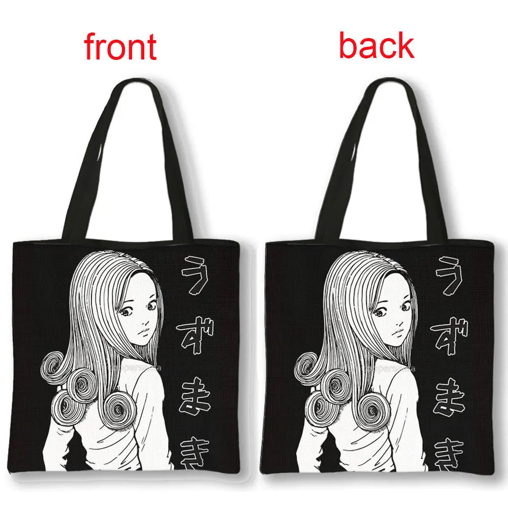 Horror Manga Tomie Women Handbag Large Capacity Totes Bag Hip Hop Junji Ito Shoulder Bag for Travel Girls Reusable Shopping Bags