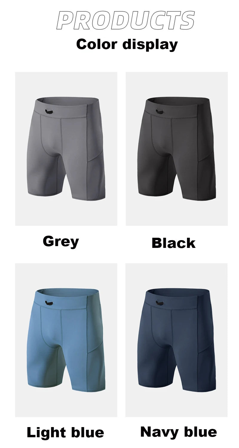 Compression Shorts Men Quick Dry Bodybuilding Tights Shorts Fitness Leggings Elastic Waist Sport Bottoms Gym Running Shorts Men