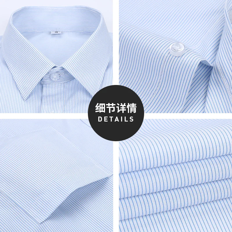 Business Anti-wrinkle Non-ironing Long-sleeved Shirt Men's Formal Plaid Stripe Cotton Classic Workplace Office Tooling