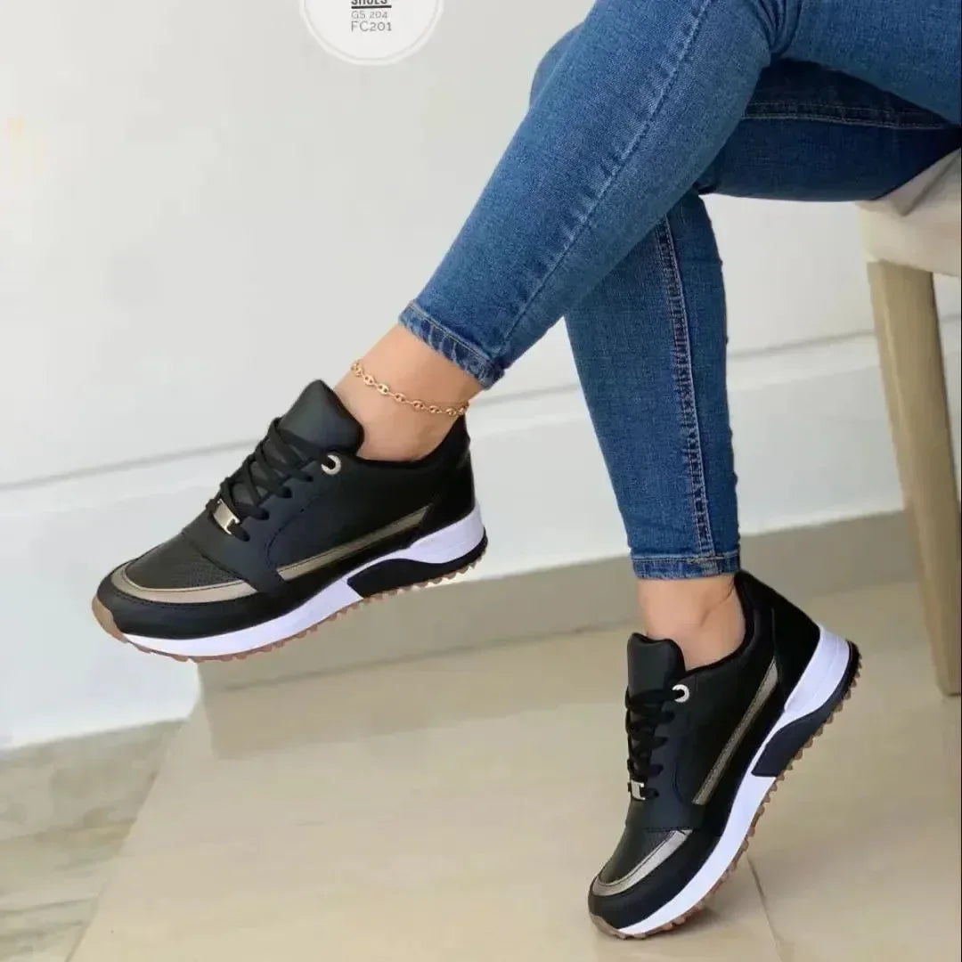 Ladies Sneakers on Sale Fashion Round Toe Flat Platform Shoes Caual Mixed Colors Lace Up Sneakers Outdoor Running Women's Shoes