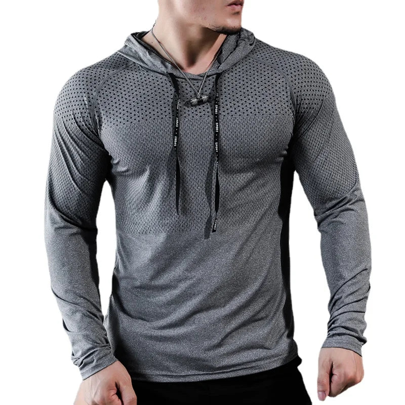 2023 Mens Fitness Tracksuit Running Sport Hoodie Gym Joggers Hooded Workout Athletic Clothing Muscle Training Sweatshirt Tops - reetell